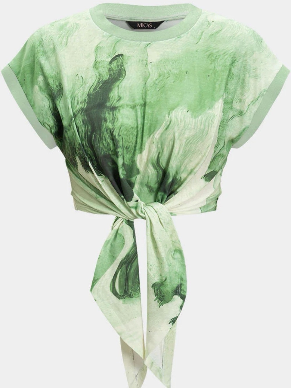 Micas Green Tie-Front Crop Top